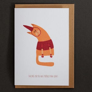 Innamorarsi di te, biglietto d'auguri con gatto adorabile, biglietti d'auguri per anniversario di matrimonio, idea regalo romantica, biglietto d'amore, biglietto d'auguri con cuore d'amore, messaggio per lui e lei