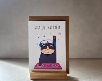 DJ Cat födelsedagskort, funky musikälskare gratulationskort