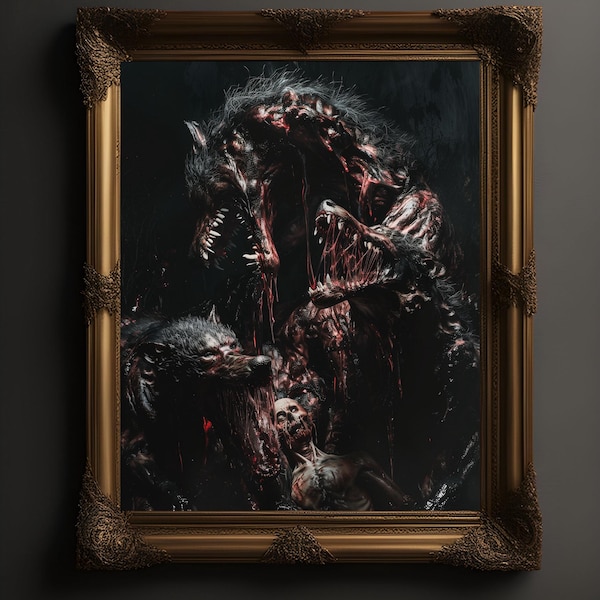 Lámina de La Casa de los Lobos / Arte de terror gótico