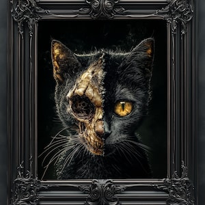 CREEPY CAT Druck | Gothic-Horror | Horror-Kunst | Horror Wohnkultur | Gothic Wohnkultur | Dunkle Kunst |