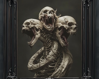 Stampa horror Bone Hydra / Arte gotica macabra