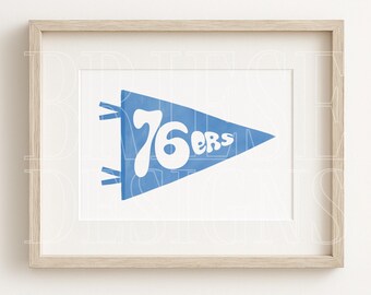 Philly Basketball Inspired Pennant Flag Print | Philadelphia Art | 5x7 | BrieseDesigns