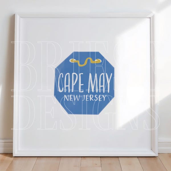 Cape May, NJ Beach Tag Poster | New Jersey Shore Art | Digital Download | BrieseDesigns