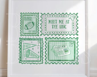 Philly Football Inspired Stamps Poster | Philadelphia Art | Digital Download | BrieseDesigns