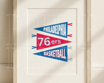 Philly Basketball Inspired Pennant Flags Poster | Philadelphia Art | Digital Download | BrieseDesigns