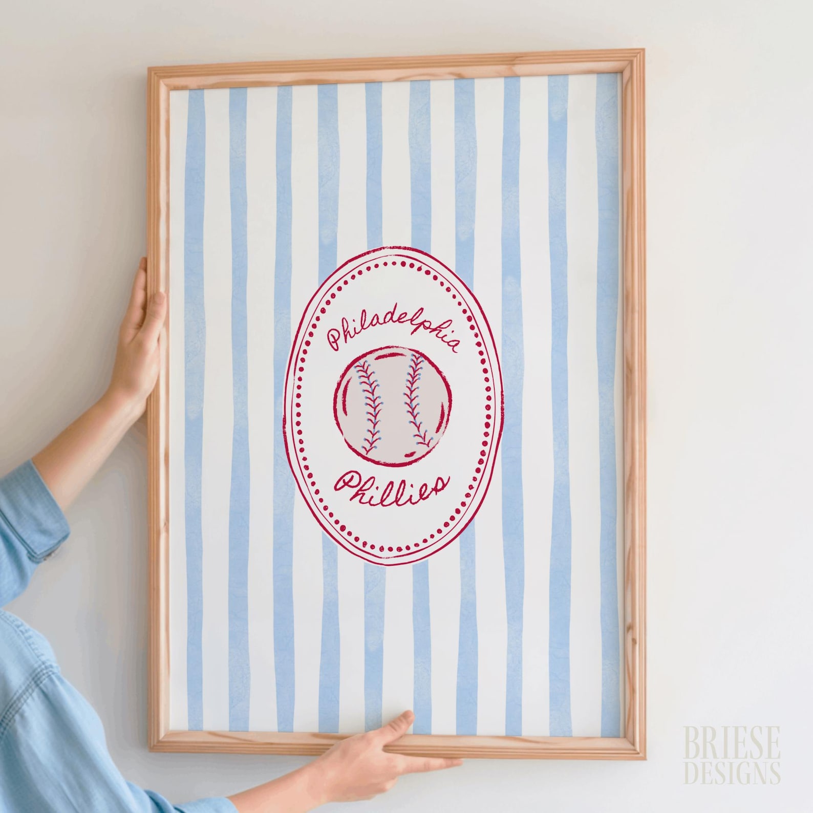 Philly Baseball Inspired Striped Poster | Philadelphia Sports Art | Digital Download | BrieseDesigns