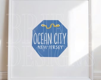 Ocean City, NJ Beach Tag Poster | New Jersey Shore Art | Digital Download | BrieseDesigns