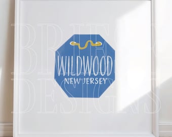 Wildwood, NJ Beach Tag Poster | New Jersey Shore Art | Digital Download | BrieseDesigns