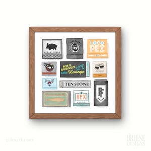 Philadelphia Graduate Hospital Restaurants & Bars Inspired Matchbook Art | Digital Download | 10x10 | BrieseDesigns