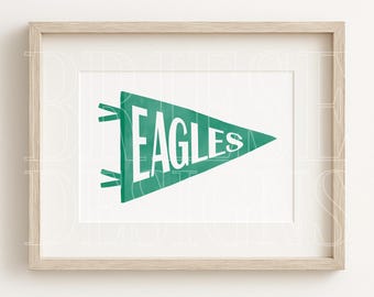 Philly Football Inspired Pennant Flag Print | Philadelphia Art | 5x7 | BrieseDesigns