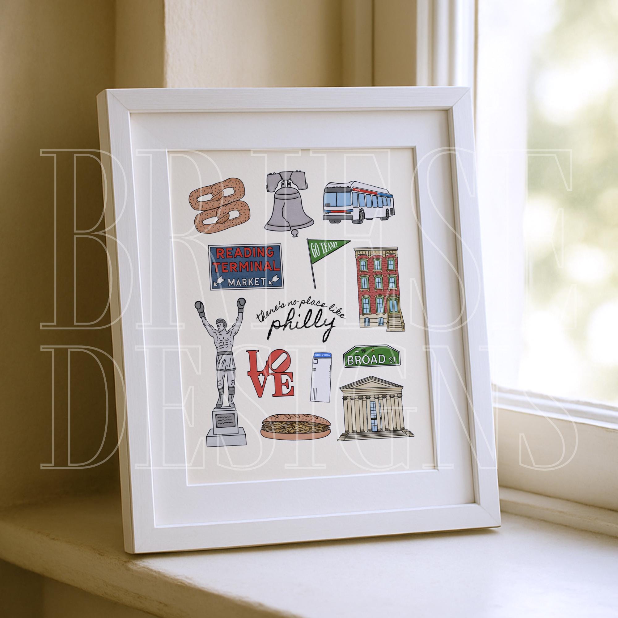 Philadelphia First. Icon Philly City Icons Print | Philadelphia Art | 8x10 | Briesedesigns - Etsy
