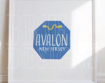 Avalon, NJ Beach Tag Poster | New Jersey Shore Art | Digital Download | BrieseDesigns