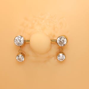 14/16/18mm Nipple Jewelry Dangle Clear CZ Nipple Rings Titanium Nipple Barbell Internally Threaded 14G