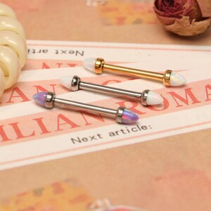 Nipple Jewelry 14G White/Purple Opal Nipple Rings Titanium Nipple Barbell Internally Threaded