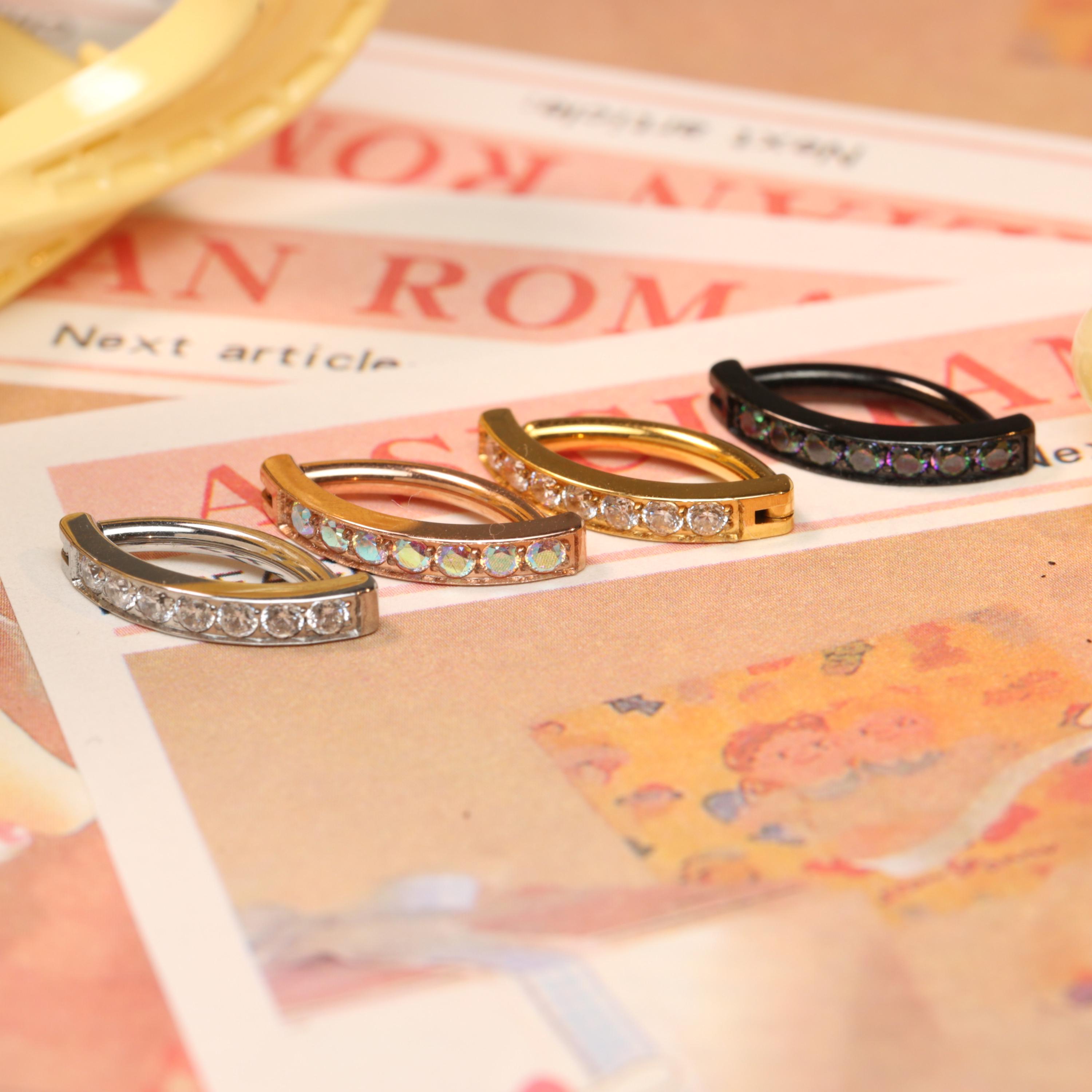 Piercing All'ombelico Con Anello Per Barra Di Pancia Pendente CZ Inverso Moda In Acciaio Inossidabile 14G 316L - Foto 10