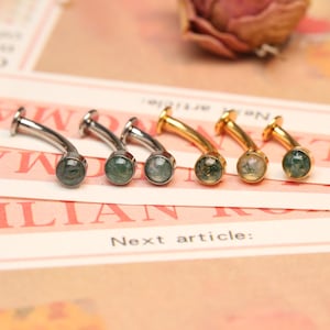 Implanted Titanium Agate Belly Button Ring 14G Belly Piercing Jewelry Internally Threaded Curved Navel Barbell 8/10/12mm