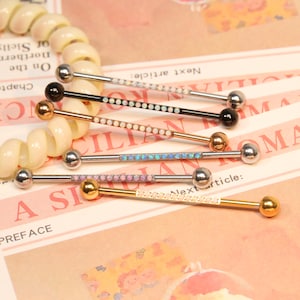 Cartilage Earring ,Surgical Steel Industrial Bar ,Industrial Piercing Jewelry ,14G Industrial Barbell  ,Body Piercing Jewelry