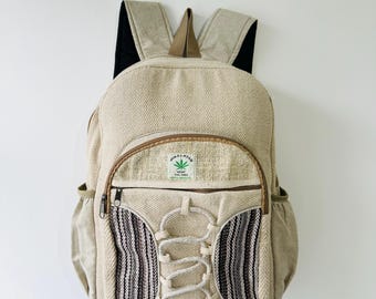Hamsa Print Himalayan Hemp Backpack: Eco-friendly Organic  display picture 3