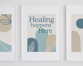 Juego de 3 piezas de arte de pared terapéutico, arte de pared inspirador, arte de pared con impresiones modernas, juego de 3 piezas de arte de pared minimalista, decoración de pared terapéutica, arte curativo