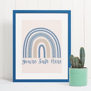 You&#39;re Safe Here Mental Health Poster, Therapy Office Decor, Counselor Office Decor, Teacher Wall Decor, Psychologist Office Decor