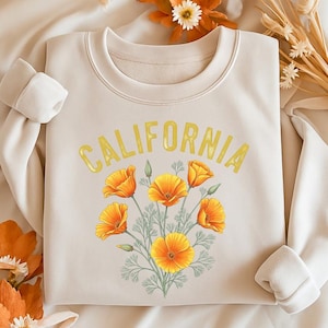 California Poppy Flower Sweatshirt, California Poppy Shirt, State Flower Shirt, California Gift, Poppy Lover Shirt, California Souvenir