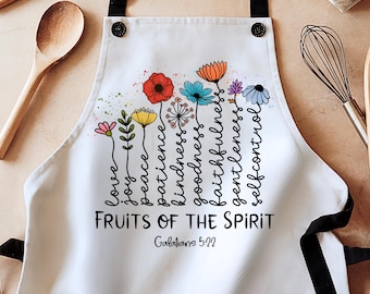 Fruit of the spirit apron, holy spirit apron, bible verse apron, pastor wife gift, cute apron, adult baptism gift, apron for women, god gift