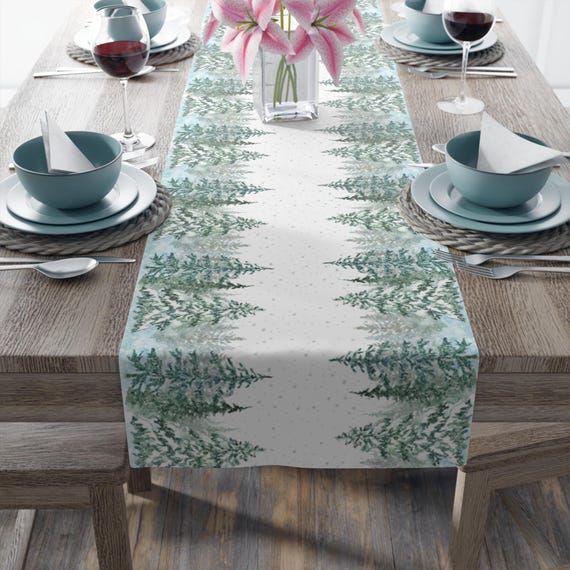 Christmas table runner, holiday table runner, Christmas decor indoor, Christmas trees, winter decor, hostess gift for women, holiday decor