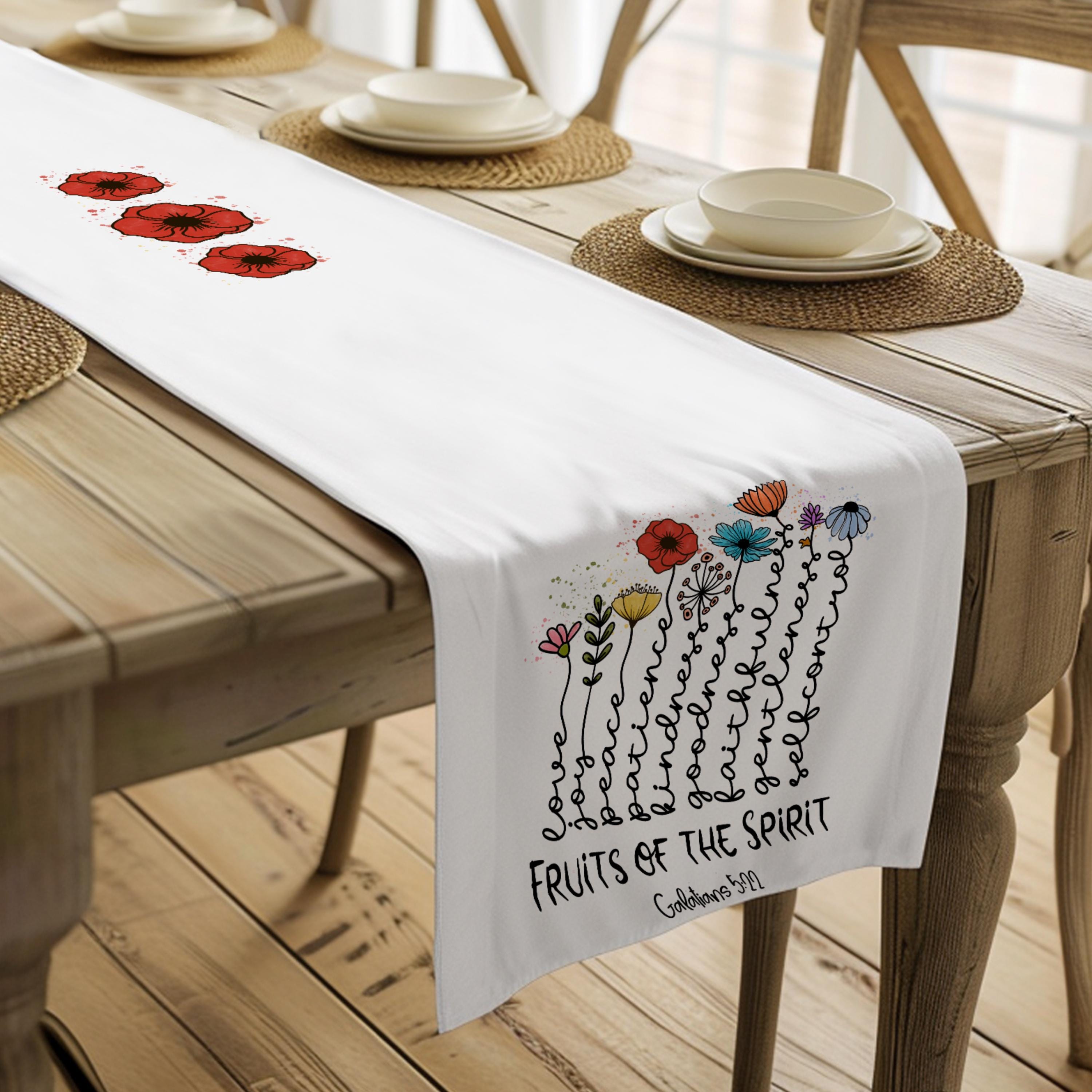 Fruit of the spirit table runner, hostess gift for women, pastor wife gift, holy spirit, Catholic gifts for women, Christian decor, Jesus