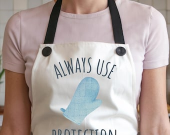 Housewife apron, always use protection apron, cute apron, inappropriate apron, funny aprons, baking gift, aprons for women, novelty apron