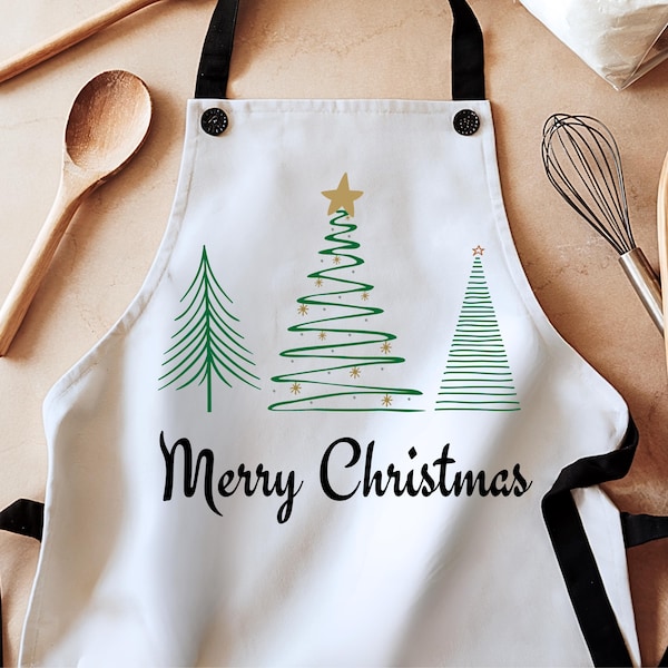 Christmas apron, holiday apron, adult Christmas apron, Christmas baking apron, Christmas cooking aprons, Merry Christmas, Christmas tree