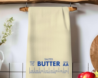 Hostess gift for women, butter, cute aesthetic kitchen towels, gift friend, novelty tea towel, cute hand towels, baking gifts, cooking gifts