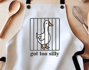 Funny apron, weirdcore, got too silly, aprons for women, apron for men, cute apron, baking gift, silly goose, inappropriate, kitchen gift