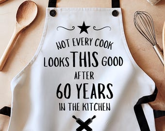 60th birthday gift for mom, 60th birthday gift, cute apron, 60th birthday gift for sister, aprons for women, funny aprons, grandma gift