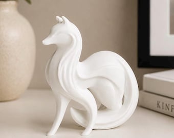 Moderne Geometrische Fuchs-Statue, Skandinavische Nordische Regaldekoration, Minimalistischer Wohnakzent