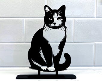 Black and White Tuxedo Cat Figurine: PLA Eco-Friendly Cat Lover Gift