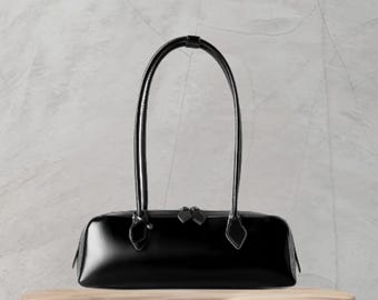 Oil Wax  Handbag ,Women’s Genuine Leather Underarm Bag,Baguette Bag,Vintage-Inspired Shoulder Purse