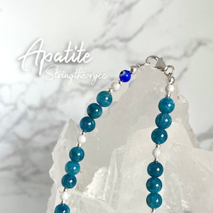 Apatite Bracelet - Healing Bracelet - 5mm Apatite stones - Sterling Silver - Evil Eye/Nazar Protection