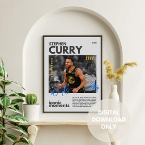 Stephen Curry Iconic Moments Poster | Digital Download | Basketball Art Print | Golden State Warriors Decor | High-Resolution Wall Art