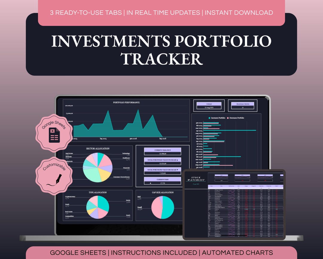 Investment Tracker Spreadsheet Google Sheets Stock Portfolio Tracker ...