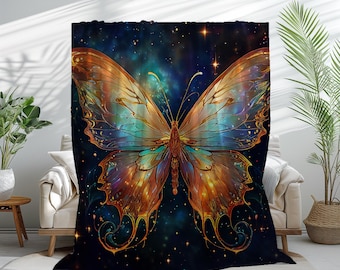 Manta de terciopelo con mariposas celestiales: una manta suave y acogedora