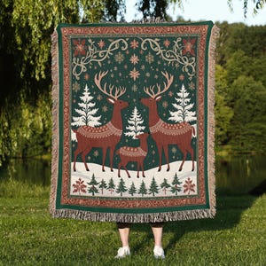 Scandinavian Christmas Woven Blanket - Perfect for Winter, Christmas Blanket, Scandinavian Blanket, Woven Winter Blanket, Holiday Blanket