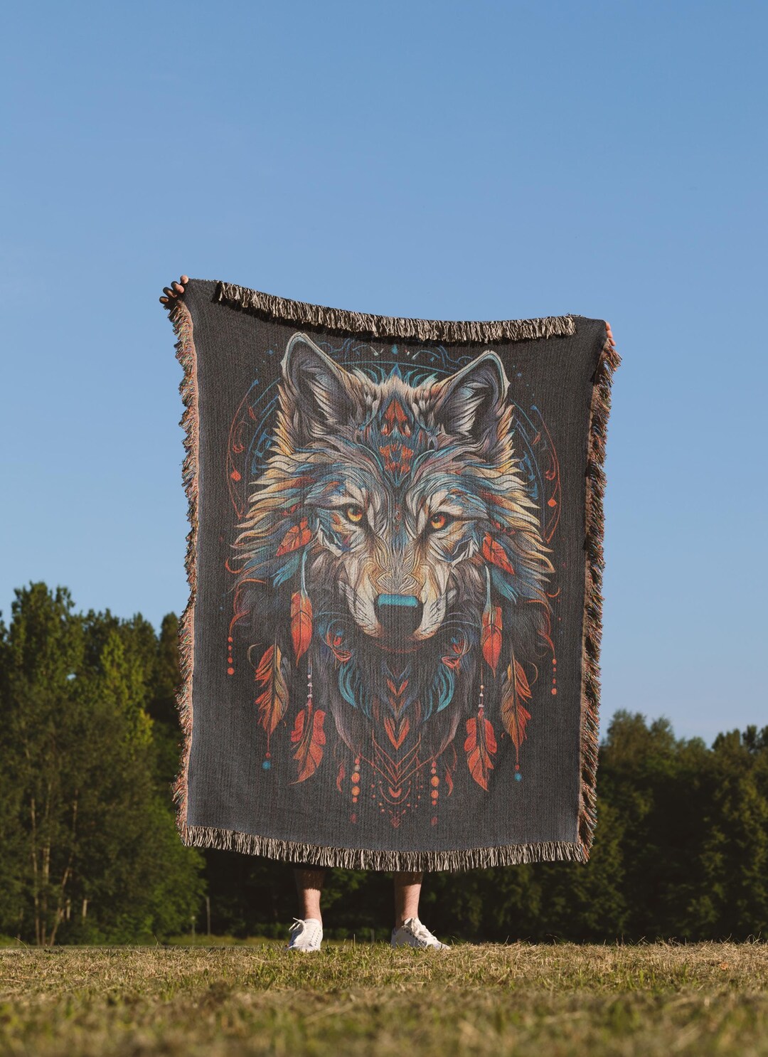 Native Spirit Wolf Quilted Blanket NCU0TH137 main image 0