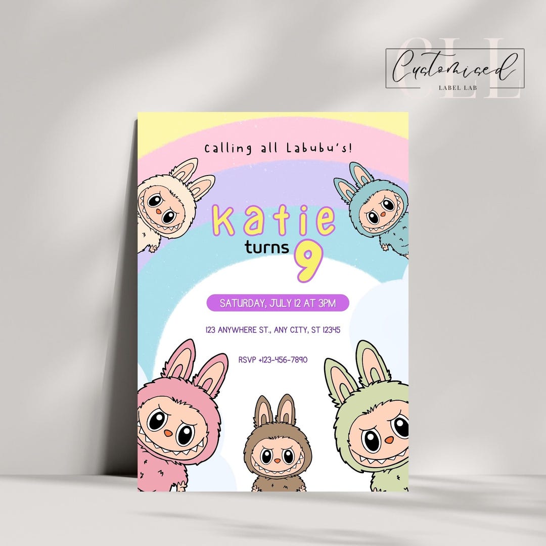 Invitación de cumpleaños de Labubu / Fiesta de cumpleaños de Labubu ...