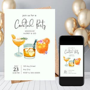 Invito a cocktail party / Invito moderno a cocktail party / Modello modificabile \ Download immediato