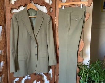 Abito vintage da uomo A. Palazzo & Sons verde oliva 2 pezzi