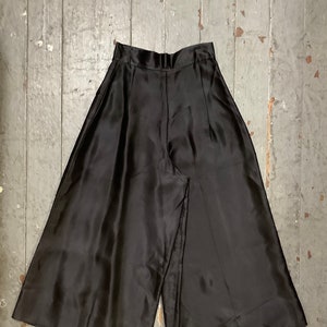 Vintage 1930s/40s - BLACK SATIN PANTS - Palazzo/Wide Leg Children's Pants