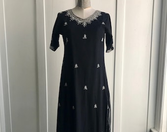 East Indian Inspired Dress w/Silver Embroidery