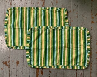 Vintage 1960s-70s Striped Upholstery Covers / Pillow Shams - set of 2