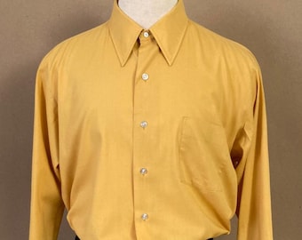 Vintage 1960s ARROW Belmont Club - Mustard Gold Mens LS Shirt with French Cuffs - c50
