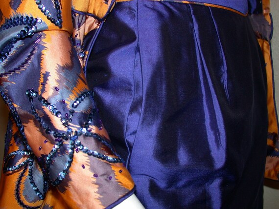 Khanitha Yellow & Blue Silk Sequin Skirt Suit - image 7